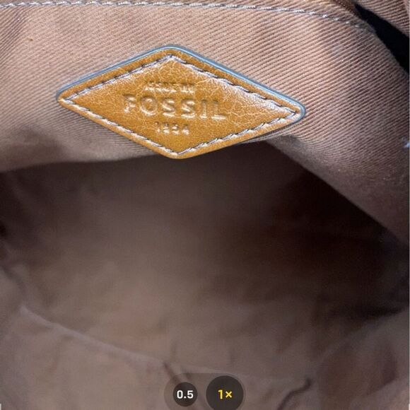 Fossil Fiona Chevron Blue/Pink Tote Bag PVC Canvas Faux Leather Women's Zip​​ - Picture 12 of 12